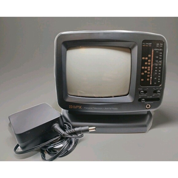 Vintage GPX Portable 5 Inch B/W CRT Retro Gaming TV & AM/FM Radio Works Great - Picture 1 of 16